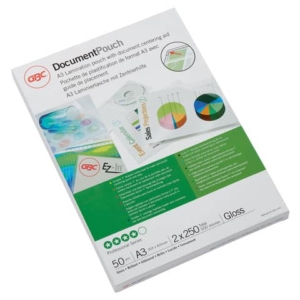 Pouches per plastificatrici a caldo GBC 2x250 µm A3 finitura lucida - conf. 50 pz - 3740450