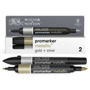 Pennarelli Winsor&Newton Promarker doppia punta fine-larga - argento e oro - conf. 2 pezzi - 0290150