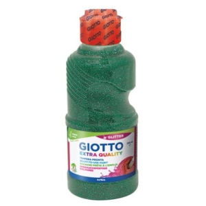 Tempera pronta Giotto glitter in flacone 250 ml verde glitterato - F53120500