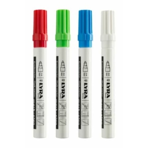 Marcatore a gesso liquido Lyra bianco p. tonda 2-4 mm - conf. 4 colori L4411040