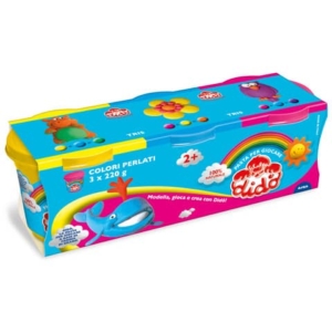 Pasta modellabile Didò Tris 3 x 220 g nei colori giallo, azzurro e magenta - conf. 3 pz - F390463