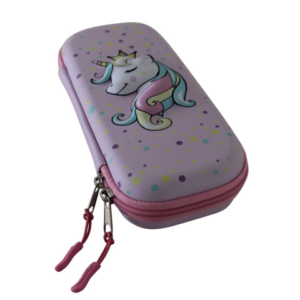 Astuccio ovalino a 1 zip Donau con fantasia unicorno in 3D  - conf. 3 pz - 322289