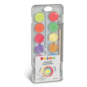 Acquerelli speciali Primo Ø 30 mm in conf. da 12 colori fluo e metallizzati assortiti - 115A12FM