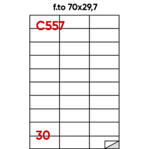 Etichette bianche permanenti Markin Copiatabu 70x29,7 mm - 30 et./ff - conf. 100 ff - X210C557