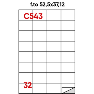 Etichette bianche permanenti Markin Copiatabu 52,5x37,12 mm - 32 et./ff - conf. 100 ff A4 - X210C543