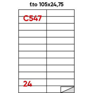 Etichette bianche permanenti Markin Copiatabu 105x24,75 mm - 24 et./ff - conf. 100 ff A4 - X210C547
