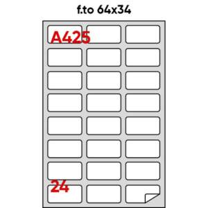 Etichette bianche permanenti Markin Copiatabu 64x34 mm - angoli arrotondati 24 et./ff - conf. 100 ff A4 - X210A425
