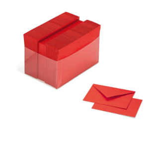 Biglietti augurali con busta Favini Burano 7,2x11 cm - conf. 100 pz - scarlatto - A57C141