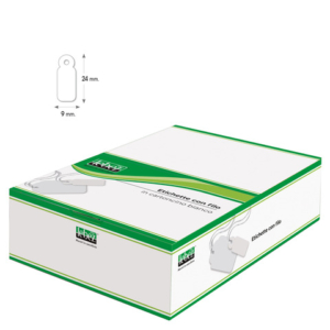 Etichette con filo in cartoncino bianco Lebez formato 9x24 mm - conf. 1000 pezzi - A384