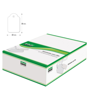 Etichette con filo in cartoncino bianco Lebez formato 22x35 mm - conf. 500 pezzi - A390