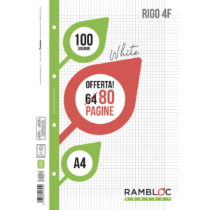 Ricambi per quaderni ad anelli Rambloc - A4 - 100 g/m² - 32+8 ff - 4F - 90524325