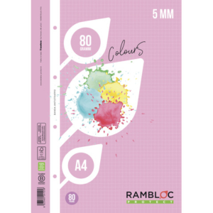 Ricambi rinforzati per quaderni ad anelli Rambloc - A4 - 80 g/m² - 40 ff - 5M - rosa - 90524125