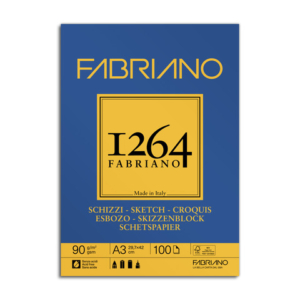 Blocco collato Fabriano 1264 schizzi 90 g A3 - 100 fogli - 19100633