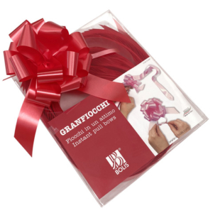Fiocco nastro Bolis rosso - Ø 12 cm conf. 30 pz - 56013063030