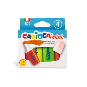 Mini evidenziatori Carioca colori assortiti fluo - conf. 4 pezzi - 42868