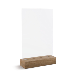 Portadepliant a T Lebez in acrilico con base in legno formato A6 10,5x15 cm - 81006