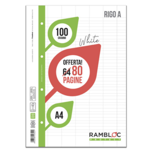 Ricambi rinforzati per quaderni ad anelli Rambloc - A4 - 100 g/m² - 32+8 ff - A - 90524322