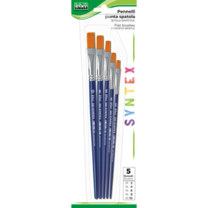 Pennelli Lebez Syntex in setole sintetiche - punta piatta - conf. 5 pz - 300B