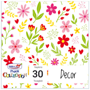 Tovaglioli in pura cellulosa Dopla DO 3 veli 33x33 cm - fantasia Flowers - conf. 30 pz - 18427