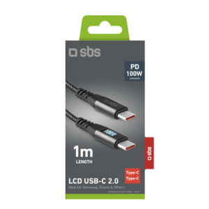 Cavo SBS Type C con display di controllo LCD - lunghezza 1 m - nero TECABLETCCLED100WK