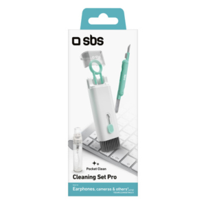 Set per pulizia multifunzione auricolari SBS - spazzolino - schermo - penna e cotone bianco - TEEARCLEANSETMULTI