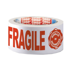Nastro stampato trasparente Tesa con scritta ''Fragile+Sigillo di sicurezza'' - 50 mm x 66 m - 07024-00018-03