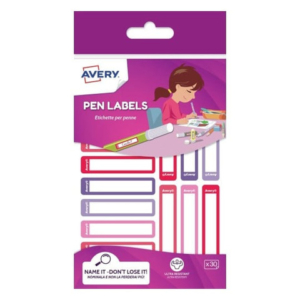 Etichette per penne e matite Avery 50x10 mm - rosa/viola - conf. 30 pezzi - RESMI30F-UK