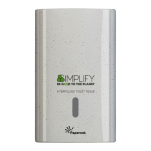 Dispenser in legno e plastica riciclati Papernet Simplify white wood per carta igienica interfogliata - 421334