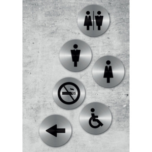 Targhette adesive Securit® in acciaio inox - icone assortite - conf. 6 pezzi - SI-SS-SET