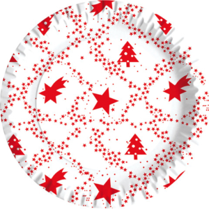 Piatti piani carta fibra vergine Dopla Red Xmas Ø 230 mm - conf. 10 pz - 11816
