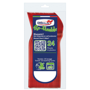Cucchiaini Dopla Reusable Compact in PS 125 mm rosso - conf. 24 pz - 03956