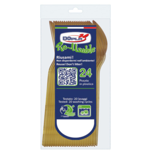 Cucchiaini Dopla Reusable Compact in PS oro 125 mm - conf. 24 pz - 03984