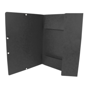 Cartellina a 3 lembi con elastico Q-Connect 24,3x32 cm cartoncino manilla 375 g/m² nero - KF02169