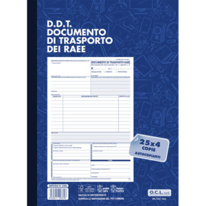 Blocco DDT dei RAEE O.C.L. 25x4 copie - conf. 5 blocchi - 21,6x29,7 cm 0446