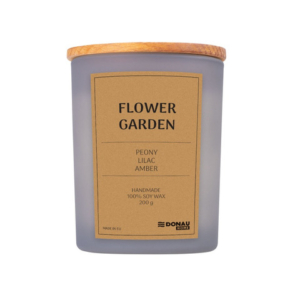 Candela di soia in vaso di vetro con coperchio in legno Donau Home 200 g Flower Garden - 45361211-10