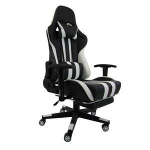 Poltrona gaming Unisit CH braccioli reg. e poggiapiede nero rivestimento in sky nero/bianco - CHJUV