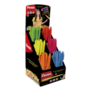 Espositore 60 pennarelli punta in fibra Pentel Brush Sign Pen Fluo colori assortiti - 0022473