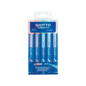 Pennarelli Giotto TurboPro doppia punta scalpello-pennello conf. 5 pz - astuccio appendibile - colori pastello - F428400