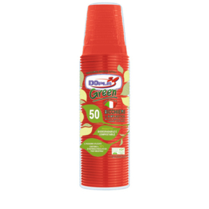 Bicchieri biodegradabili e compostabili Dopla Green - colore rosso 200 ml - conf. 50 pz - 48029
