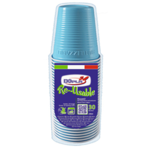 Bicchieri in PS Dopla Reusable  230 ml turchese - conf. 30 pz - 22704