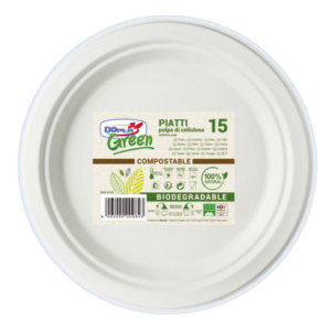 Piatti piani in polpa Dopla Green Ø 220 mm bianco - conf. 15 pz - 07741