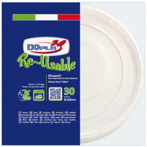 Piatti pizza in PS Dopla Reusable Ø 320 mm bianco - conf. 30 pz - 06035