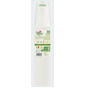 Bicchieri in carta compostabili Dopla Green 350 ml bianco - conf. 50 pz - 33394