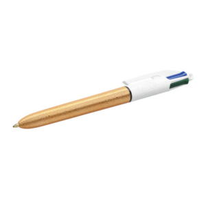 Penna a sfera a scatto BIC 4 Colours Shine fusto oro texturizzato - assortiti 4 colori - 992701