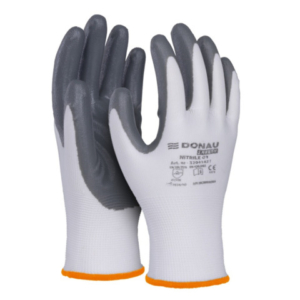 Guanti da lavoro in PL riv. nitrile sul palmo Donau Safety per ind. meccanica - TG 10 - DPI Cat. II - conf. 12 pz