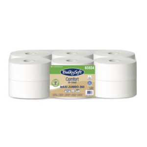 Carta igienica Bulkysoft Comfort Maxi Jumbo De-Inked - bianco 2 veli 260 m - conf. 6 pz - 65934.E20