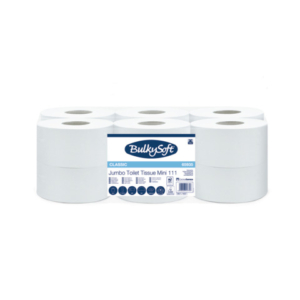 Carta igienica Bulkysoft Classic Mini Jumbo - pura cellulosa - 620 strappi - 2 veli bianco - conf. 12 pz - 65935.E20