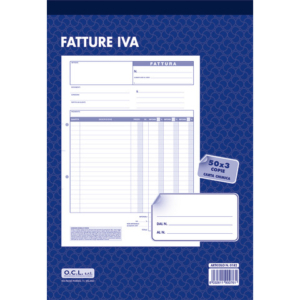 Blocco fatture IVA O.C.L. 21x30,5 cm 50x3 copie - 0182
