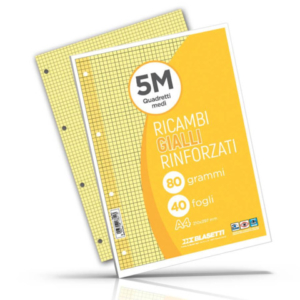 Ricambi rinforzati per quaderni ad anelli Blasetti - A4 - 80 g/m² - 40 ff - 5M - giallo - 7811