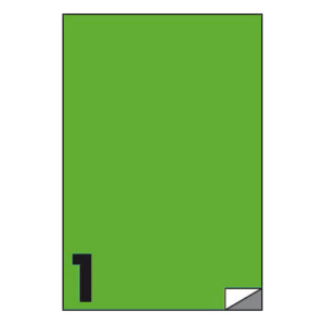 Etichette fluo permanenti Markin Copiatabu 210x297 mm in foglio A4 - 1 et./foglio - verde - conf. 100 fogli